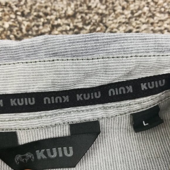 KUIU Shirt Basin Short Sleeve Button Up Heathered Steel Blue Mens Large - Picture 3 of 10